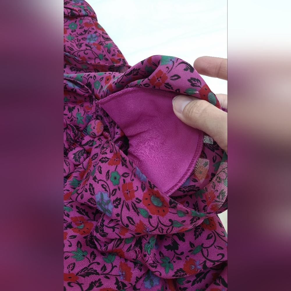 NWOT Rare Silk Deep V-Neck Purple Floral Dress - Picture 6 of 8
